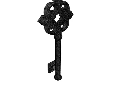 Ornate Antique Skeleton Key 3D Model Low-poly 3D model