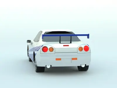 Nissan Skyline low poly game ready 3d model Low-poly 3D model Free low-poly 3D model