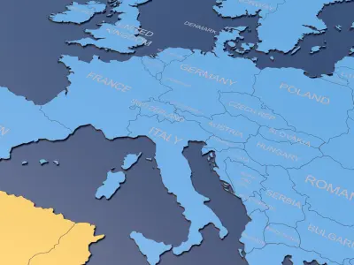 World Map 3D with borders and names 3D model
