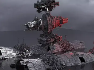 Sci-Fi Alien Spine City base 2 Kirbash  3D model