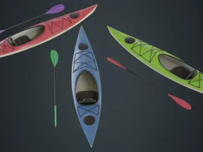 Kayak 2B Low-poly 3D model