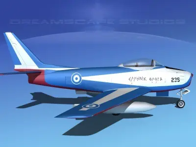 North American F-86 Sabre Jet Greece 3D model