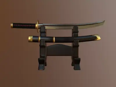 katana-02 two samurai swords Low-poly 3D model