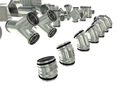 High Detail Stainless Ventilation Set 57 Parts 3D model