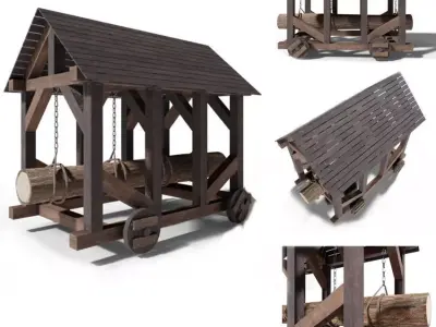 Battering ram medieval Low-poly 3D model