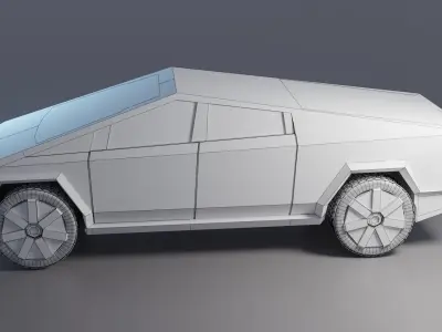 Cyberpunk Modular Cybertruck car Low-poly 3D model