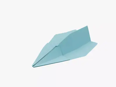 Paper Plane Cyan Low-poly 3D model