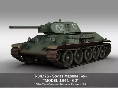 T-34-76 - Model 1941 -Soviet medium tank - 62 3D model