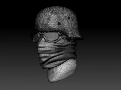 helmet with glasses and bandana 3D print model