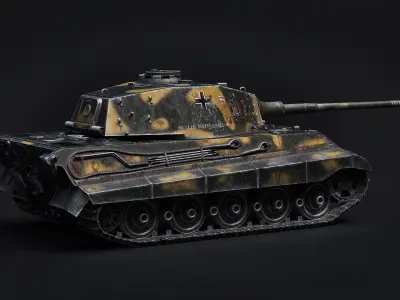 Tank Green Khaki Tiger 2 - King Tiger Koenig Tiger Low-poly 3D model