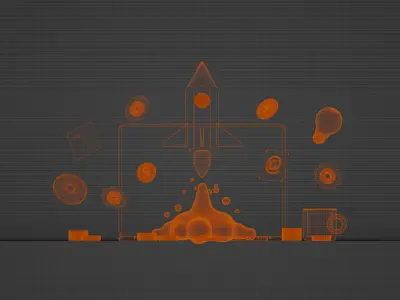 Pencil rocket startup 3D model