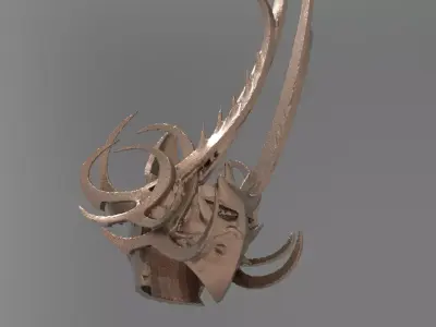 Baroque Spiked war helmet 3D model