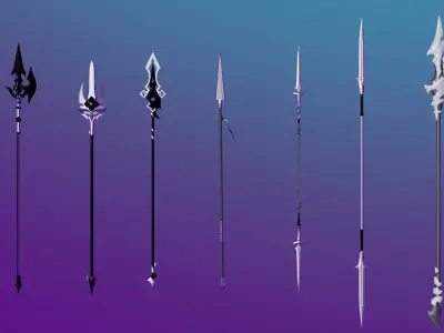 100 Fantasy Weapons Basemesh Pack V7 Low-poly 3D model