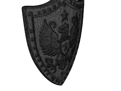 Worn Wooden Shield with Emblem 3D model