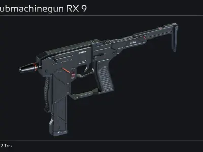 Scifi Submachinegun RX 9 Low-poly 3D model