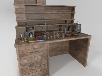 Medieval Alchemist Set Free low-poly 3D model