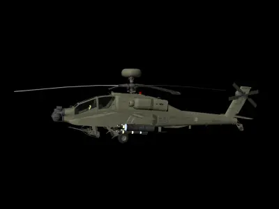 AH64E Apache Longbow Helicopter Green Clean 3D model