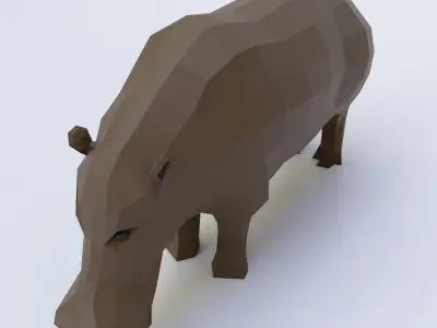 Hippopotamus 3d model Low-poly 3D model