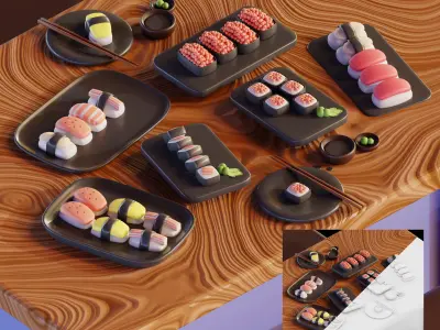 Sushi 3D Model Pack  Low-poly 3D model