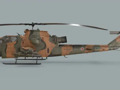 Bell AH-1S Cobra JGSDF Basic Animation Low-poly 3D model