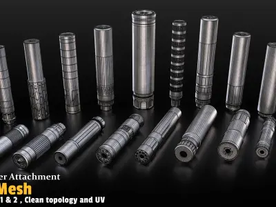 20 Silencer Attachment Base Mesh Low-poly 3D model