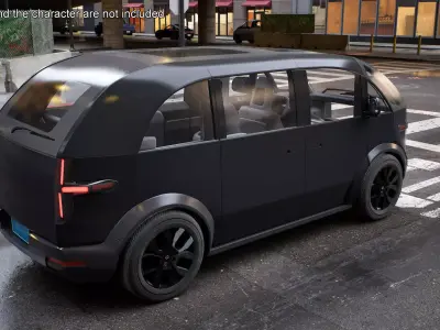 Electric Minibus Premium Black Rigged for Cinema 4D 3D model