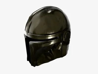 After War Mandalorian Helmet Damaged Sci-Fi Prop Low-poly 3D model