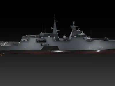 Egyptian navy Al-Aziz class frigate game-ready Low-poly 3D model
