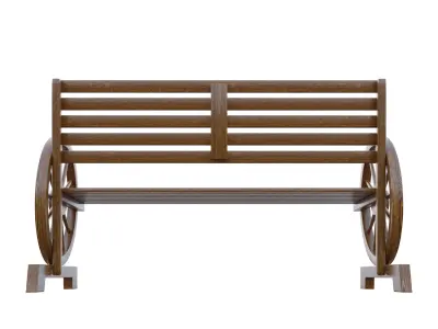 Rustic Brown Bench Low-poly 3D model