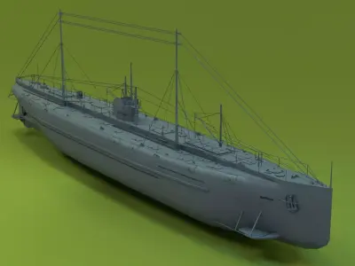 Deutschland Merchant Submarine Low-poly 3D model