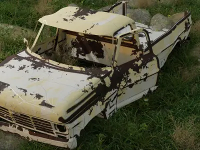 rusted car Free low-poly 3D model