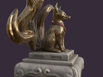 Japanese Fox Statue 3D model
