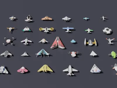 Pack of 31 lowpoly aircrafts Low-poly 3D model