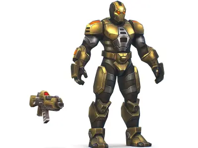 Cartoon Sci-Fi Cyborg Drone Trooper Bandit Low-poly 3D model