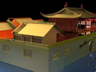 Chinese ancient courtyard house  3D model