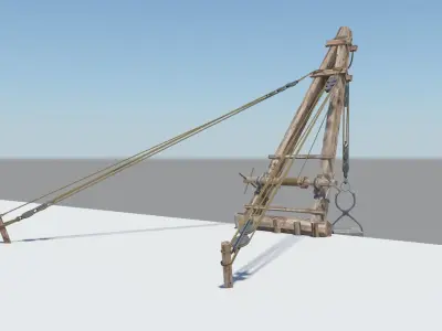 Ancient roman construction crane Pentaspastos - simple Low-poly 3D model
