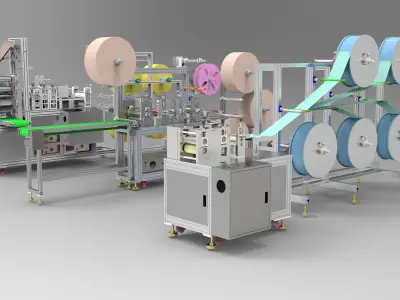 Ear less semi-automatic N95 mask machine Assembly 3D model