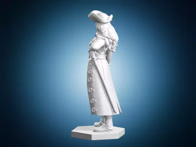 Female Pirate Captain Coat Pistol Miniature 3D print model