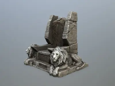 Lion Throne Low-poly 3D model