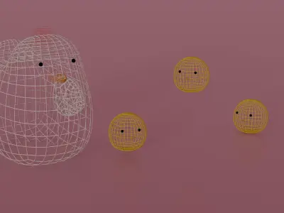 Stylized Cartoon Chicken and Chicks Free 3D model