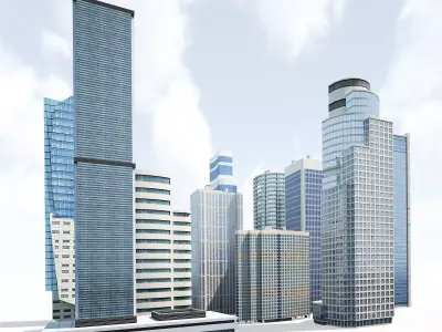 Skyscrapers Building Pack Low-poly 3D model