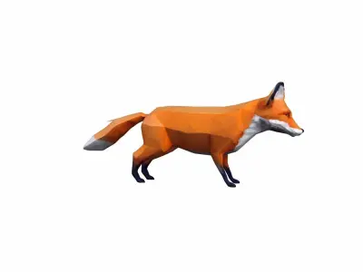 Red Fox Animal In The Natural Nice Chair 3d Render 3D model