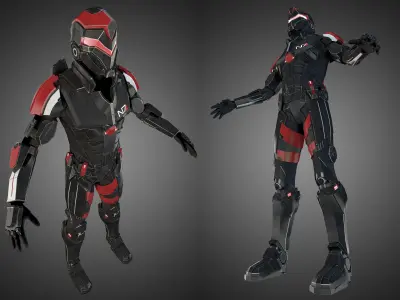 Futuristic soldier Mass Effect 3D model