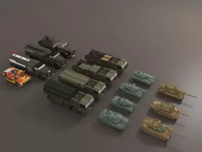 Low Poly Military Vehicles Pack Low-poly 3D model