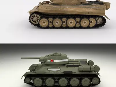 T34-76 Tiger Tank Early Pack 3D model