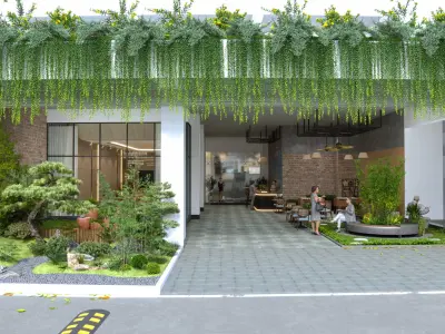 Hotel conference and Outdoor landscape 3D model