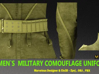 WOMEN MILITARY COMOUFLAGE UNIFORM - zprj- fbx- obj- png 3D model