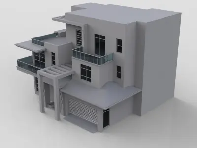 Modern Building House Low-poly 3D model