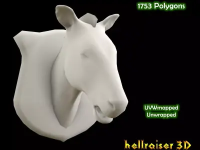 Zebra Head Low-poly 3D model