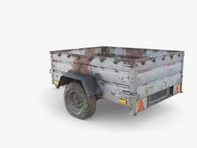 Cargo Trailer v3 weathered Low-poly 3D model